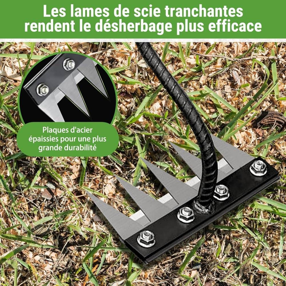 Râteau-Râteau Désherbage 5 Dents Acier Carbone Griffe Jardin Manche Ergonomique - Living123 - Image 3