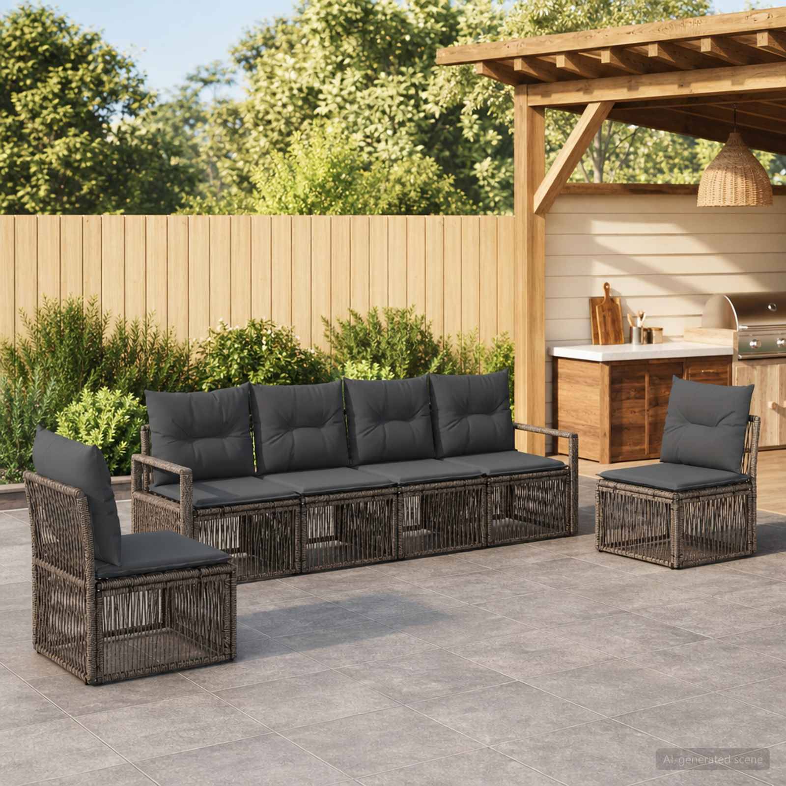 Vidaxl - Ensemble de canapé de jardin 6 pcs-Salons de jardin 6 place Gris polyrotin 741074