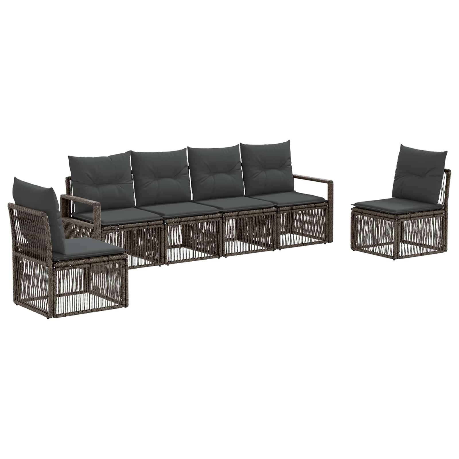 Vidaxl - Ensemble de canapé de jardin 6 pcs-Salons de jardin 6 place Gris polyrotin 741074 - Image 2
