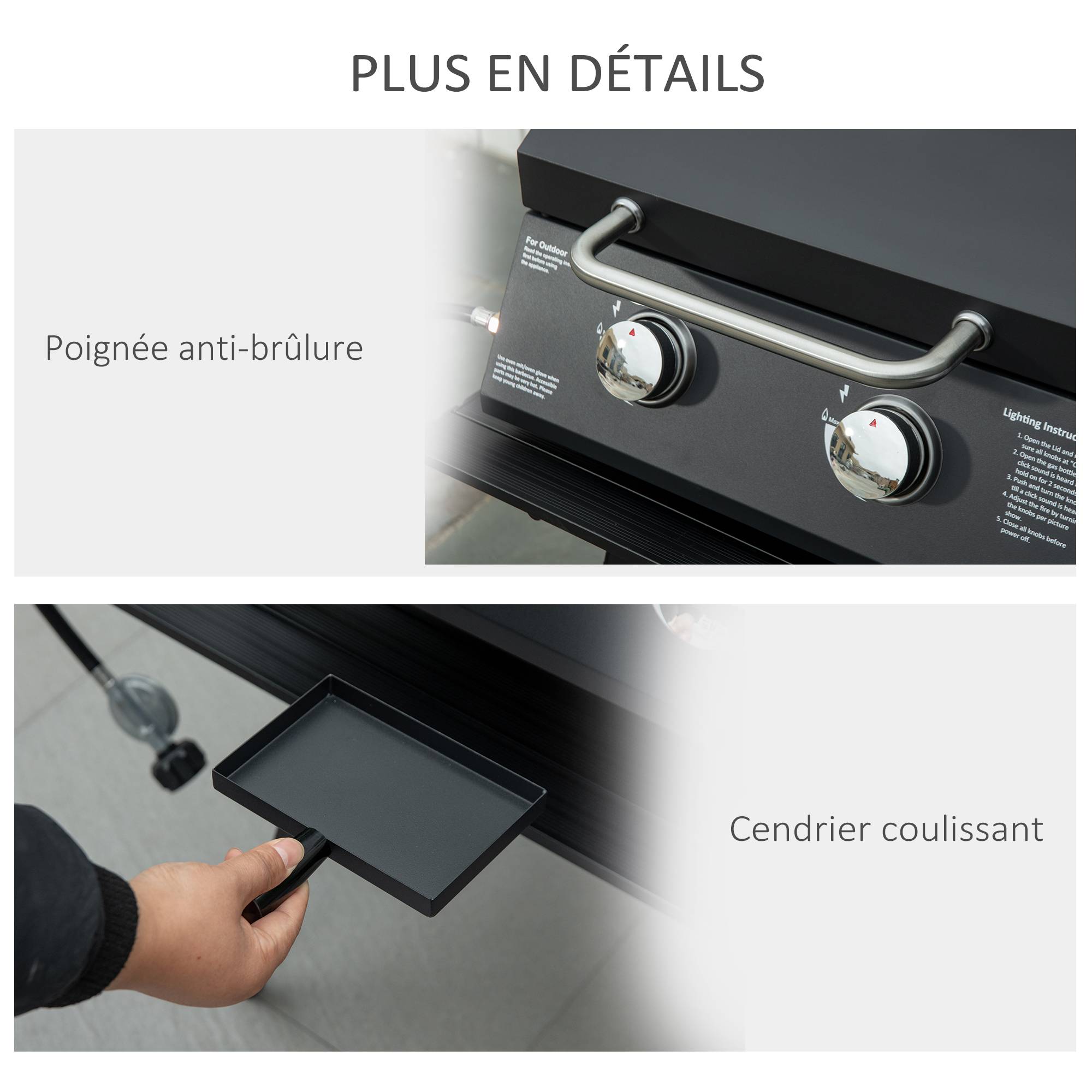 Barbecue gaz de Table transportable Pieds Pliables - 2 brûleurs 5 KW - Barbecue gaz de Camping - Grille de - Image 8