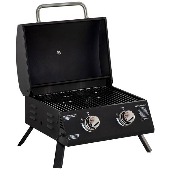 Barbecue gaz de Table transportable Pieds Pliables - 2 brûleurs 5 KW - Barbecue gaz de Camping - Grille de - Image 1
