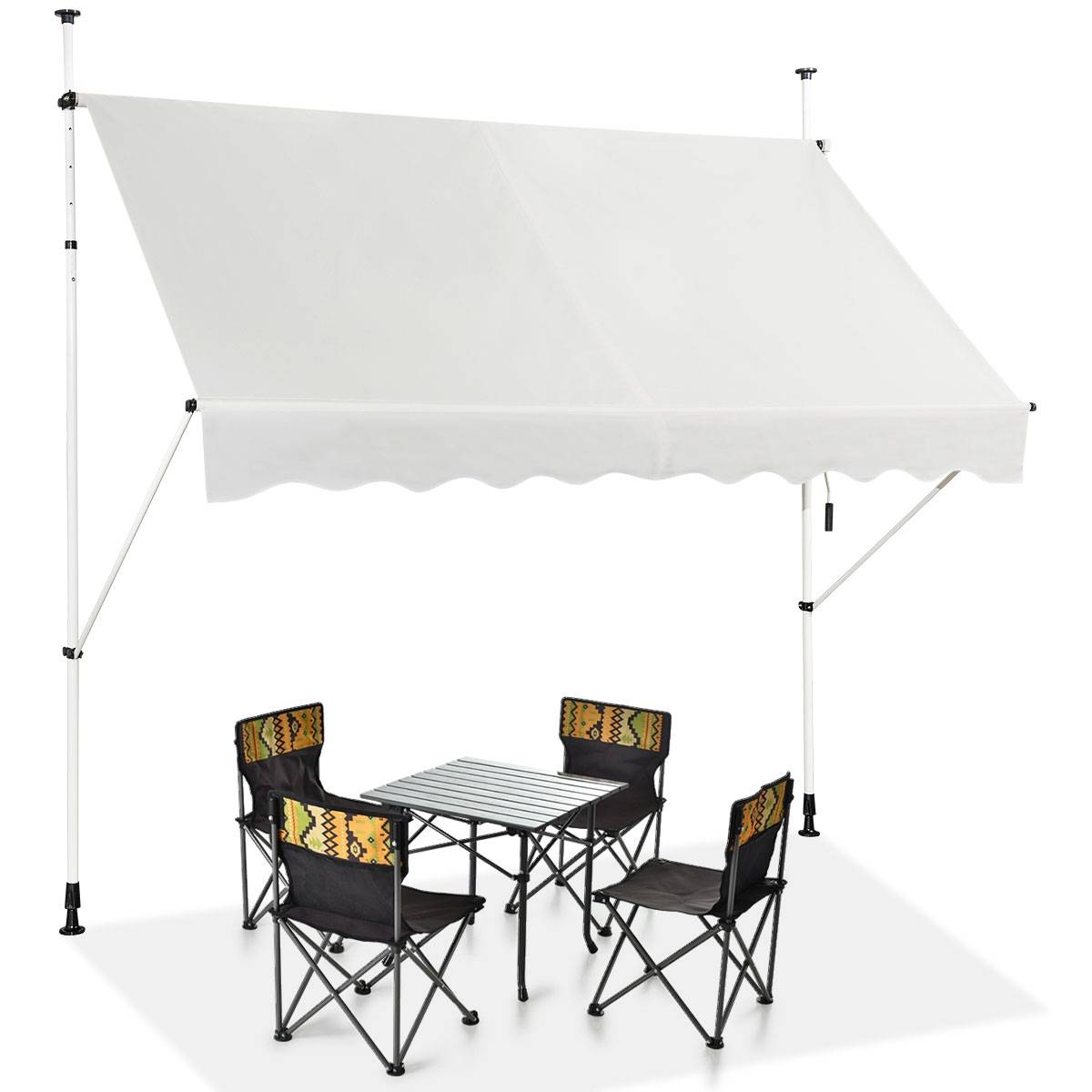 Maison Chic - Auvent Manuel Rétractable 250CM Hauteur Réglable Store Banne Aluminium Tissu Oxford Anti UV Beige - Image 5