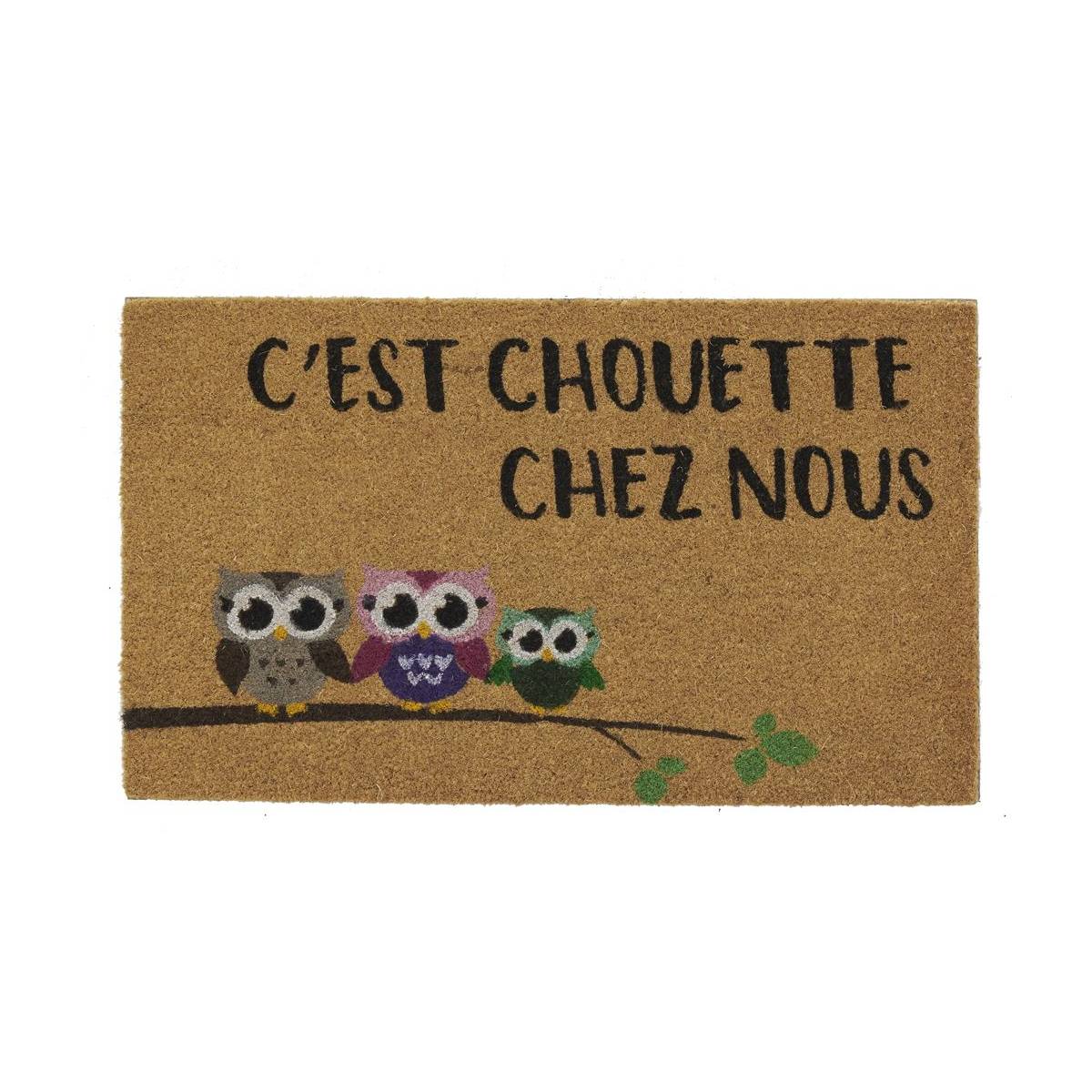 Aubry Gaspard - Paillasson coco intérieur extérieur 75 x 45 cm C'est chouette chez nous - Image 1