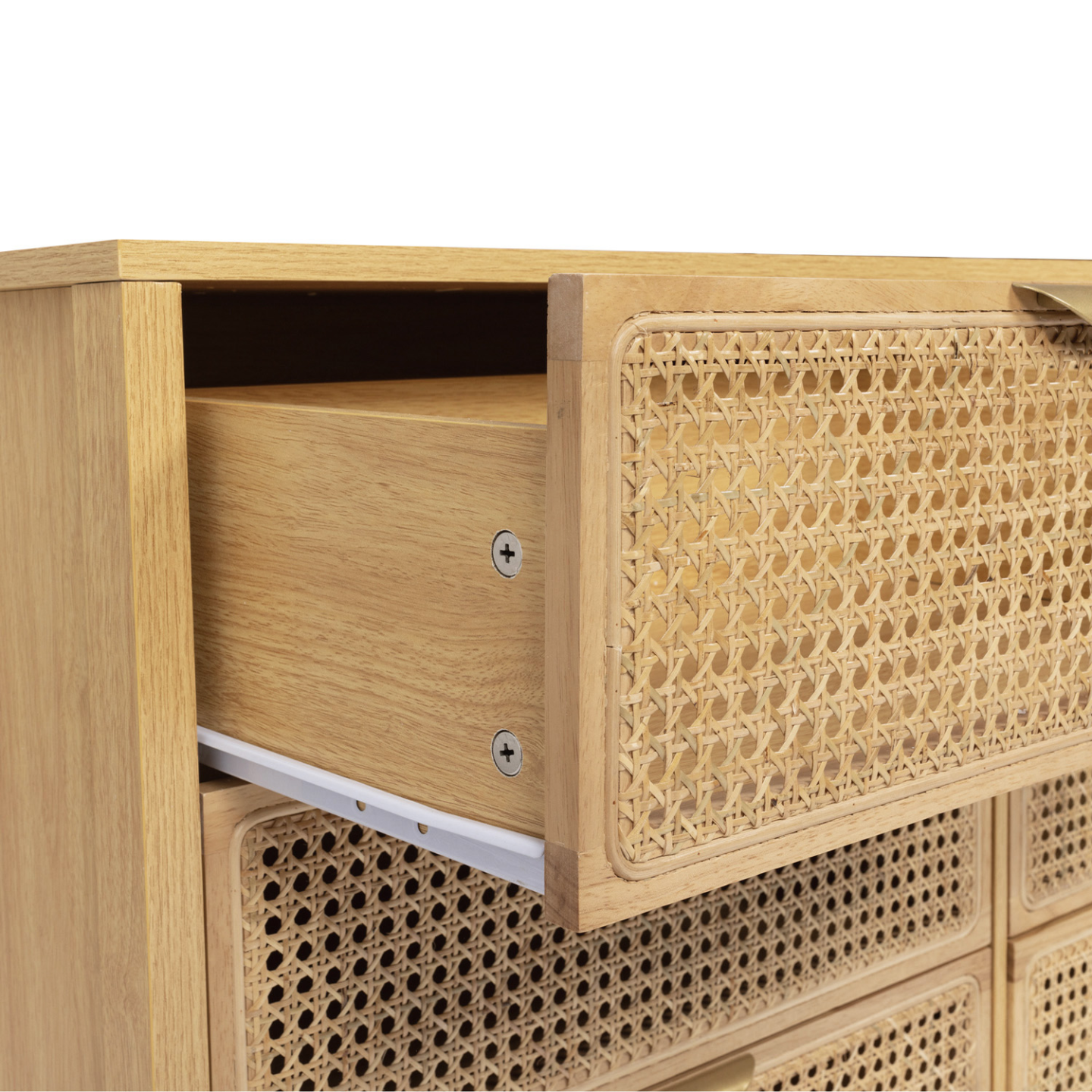 Commode 6 tiroirs EDHEN 115 cm bois et cannage - Image 6