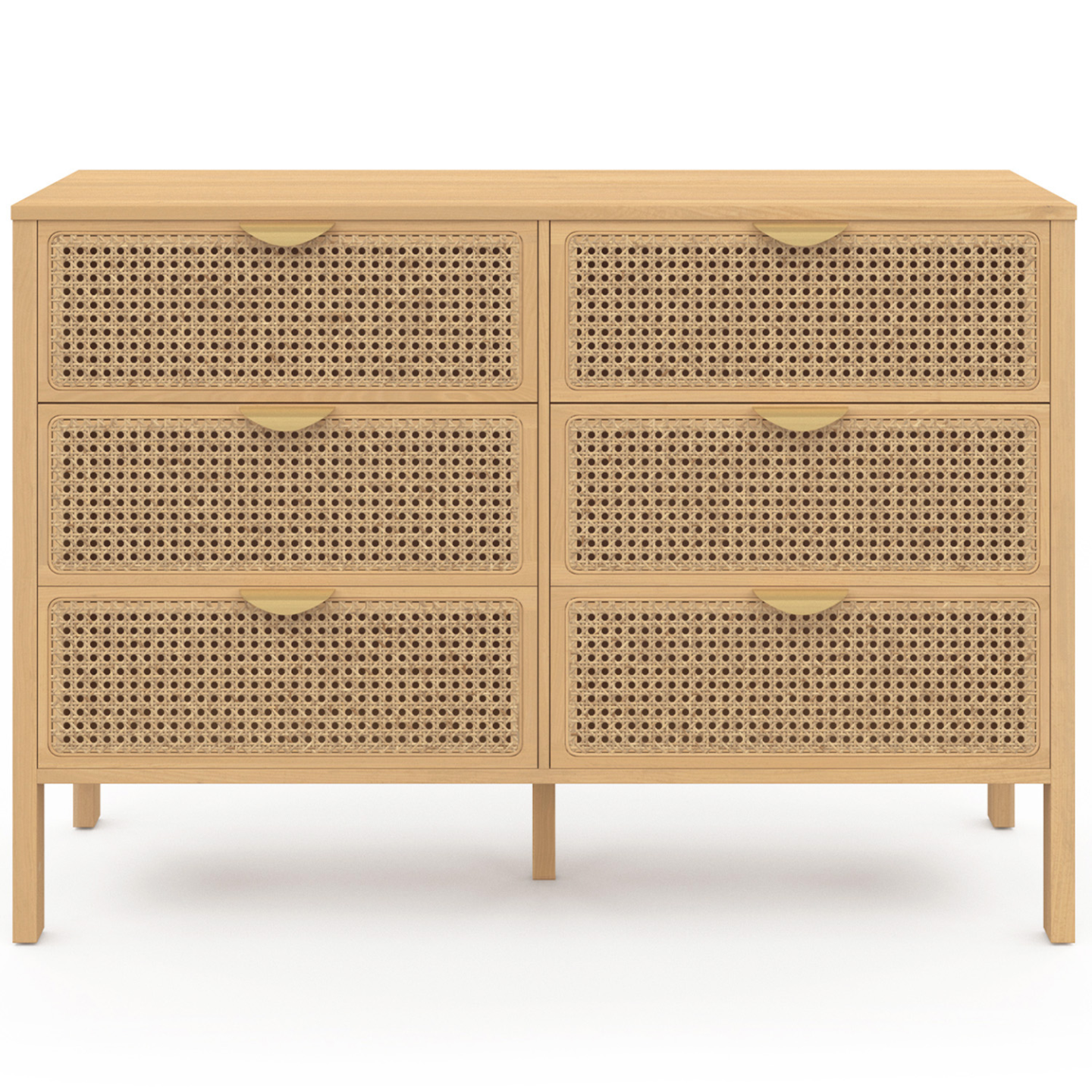 Commode 6 tiroirs EDHEN 115 cm bois et cannage - Image 3