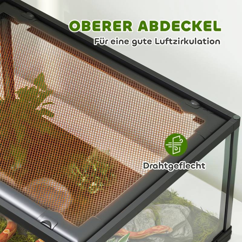 Terrarium reptile en verre pour lézards et geckos avec porte coulissante 60x45x32 cm noir - ComfortXL Outdoor Living - Image 5