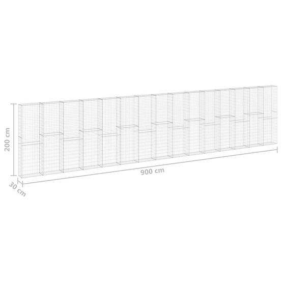 PANGIVO - Mur en gabion avec couvercles Acier galvanisé 900 x 30 x 200 cm - PANGIVO - Image 7
