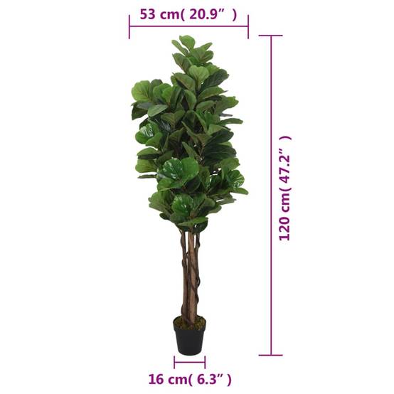Ficus lyrata artificiel bois et PEVA vert 120 cm - PANGIVO - Image 5