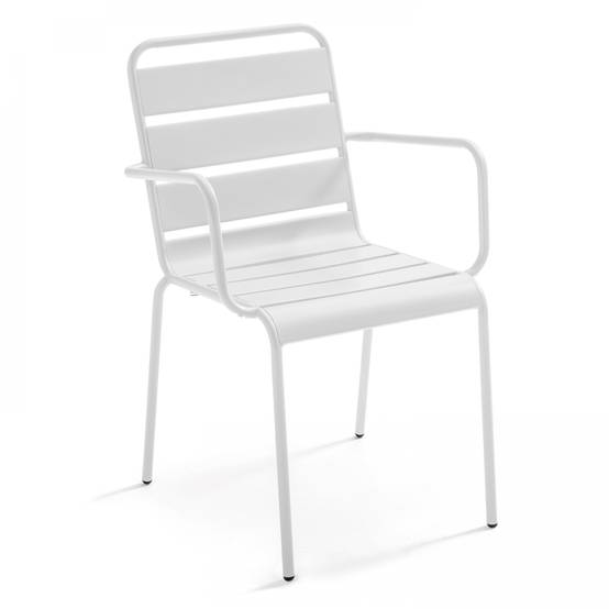 Oviala - Ensemble table de Jardin et 8 fauteuils en métal blanc Palavas - Oviala - Image 6