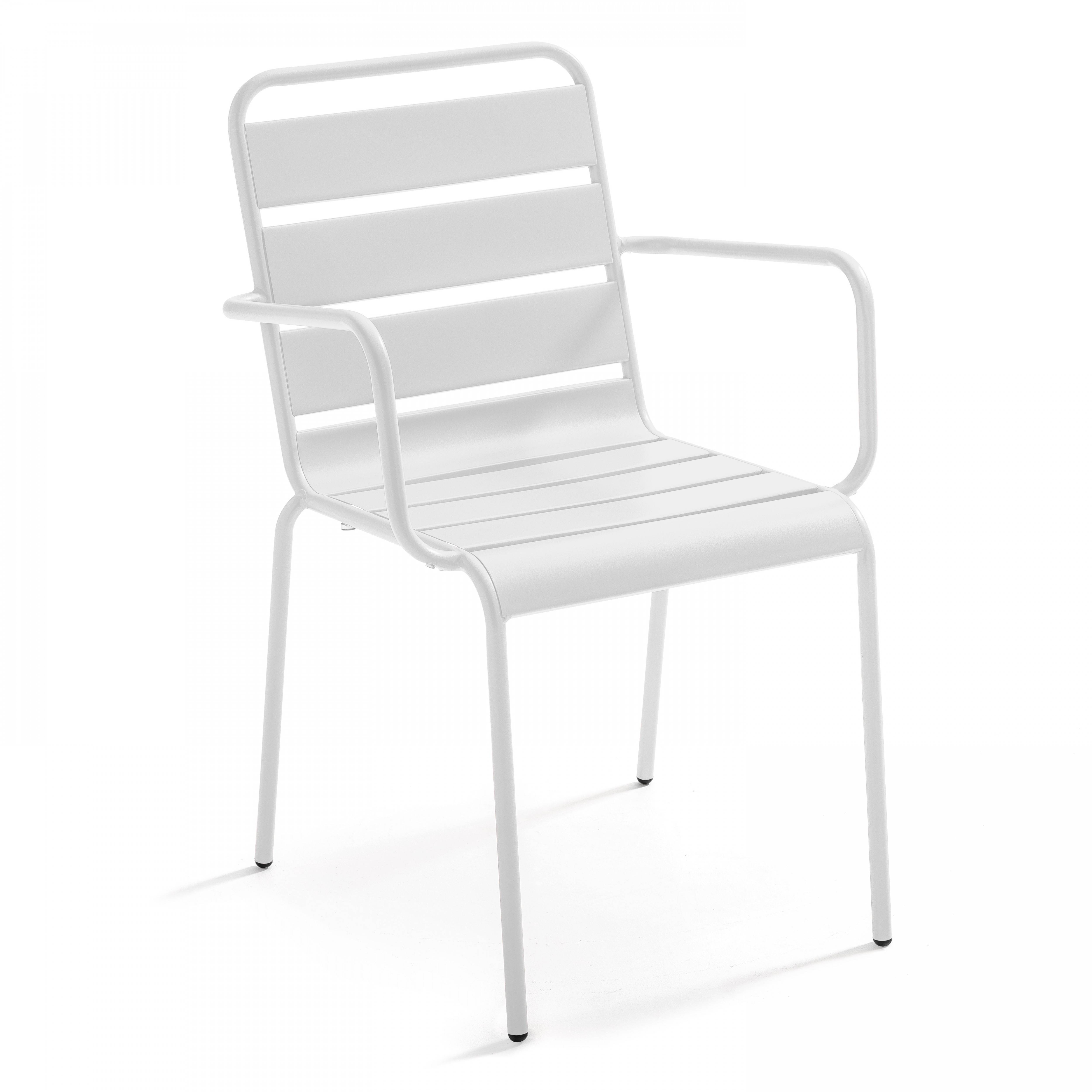 Oviala - Ensemble table de Jardin et 8 fauteuils en métal blanc Palavas - Oviala - Image 6
