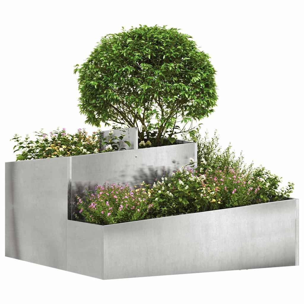 Cache-pot de jardin acier inoxydable argent 80 x 80 x 50 cm - PANGIVO - Image 3