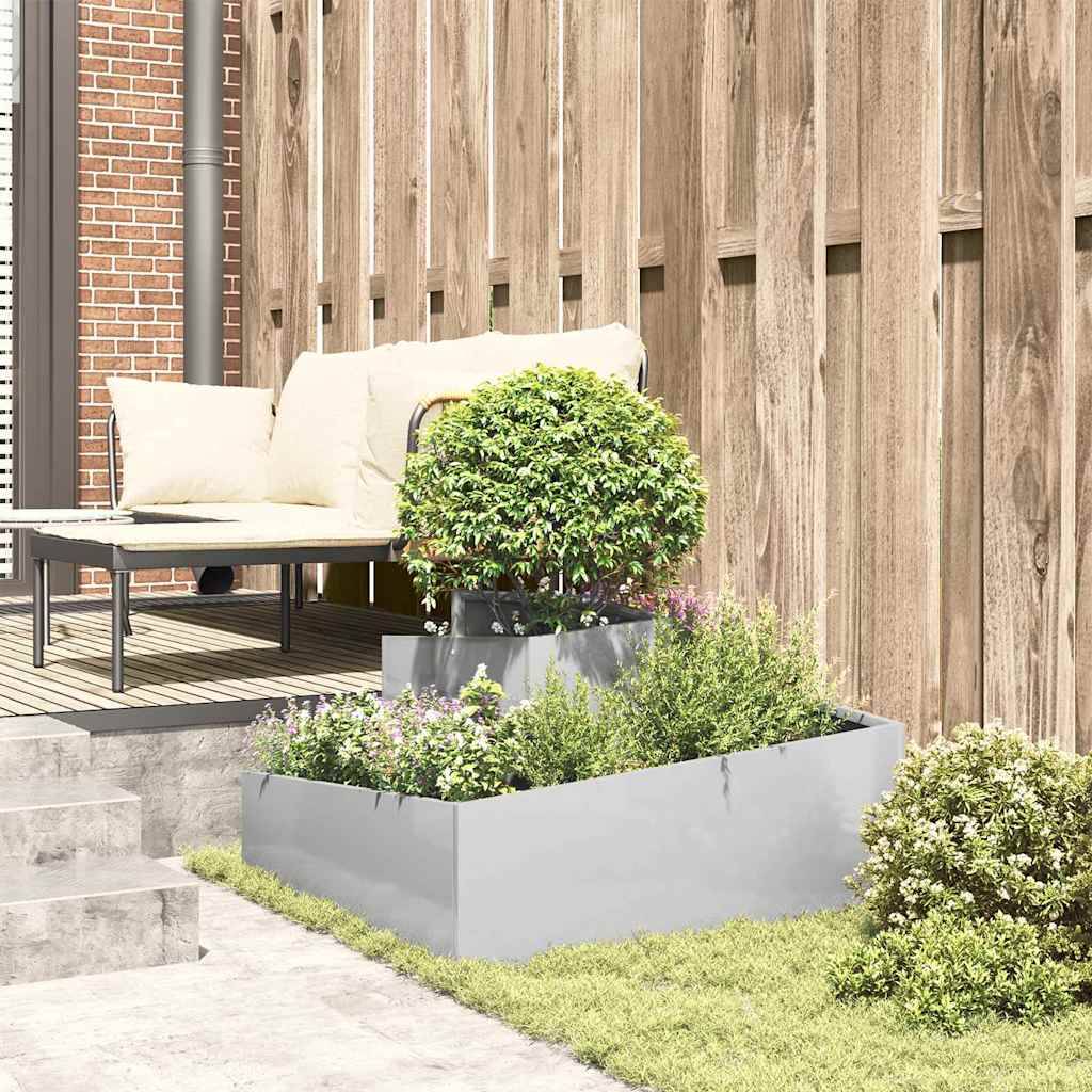 Cache-pot de jardin acier inoxydable argent 80 x 80 x 50 cm - PANGIVO - Image 4