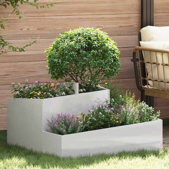 Cache-pot de jardin acier inoxydable argent 80 x 80 x 50 cm - PANGIVO - Image 1