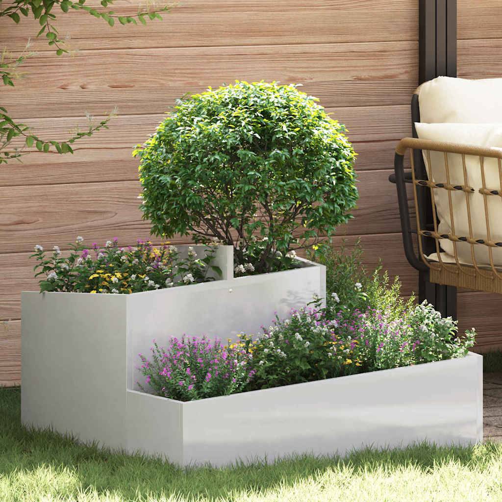 Cache-pot de jardin acier inoxydable argent 80 x 80 x 50 cm - PANGIVO - Image 1