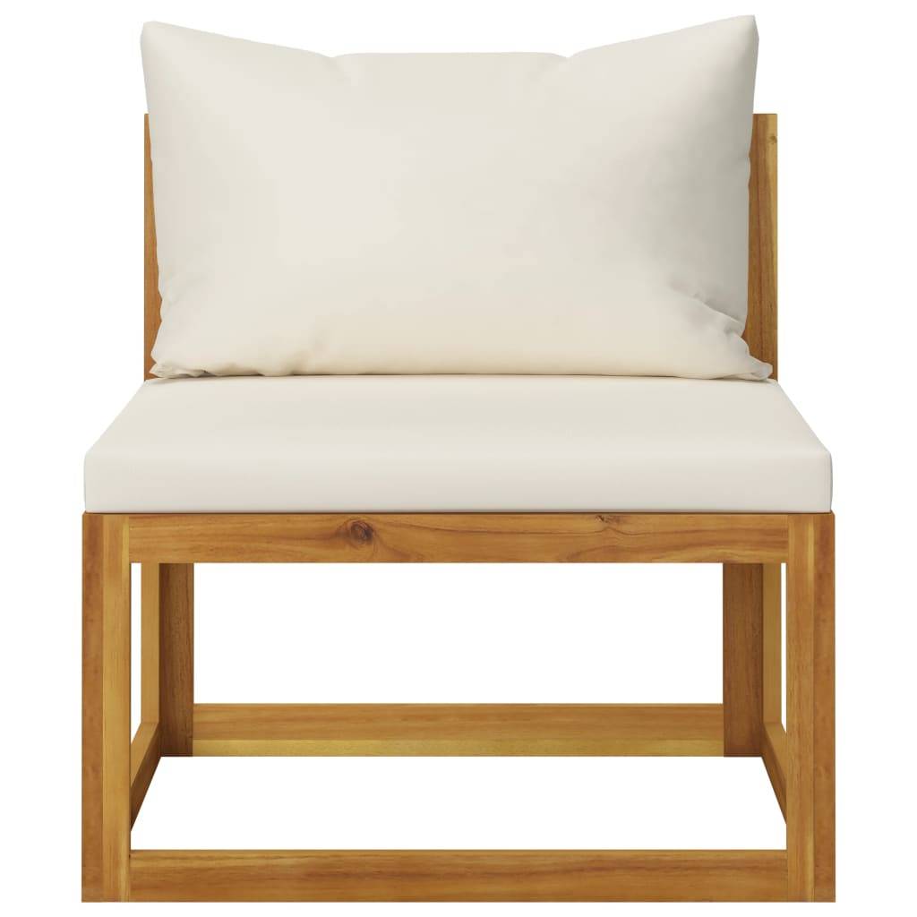 Helloshop26 - Salon de jardin meuble d'extérieur ensemble de mobilier 8 pièces avec coussin crème bois d'acacia solide - Image 7