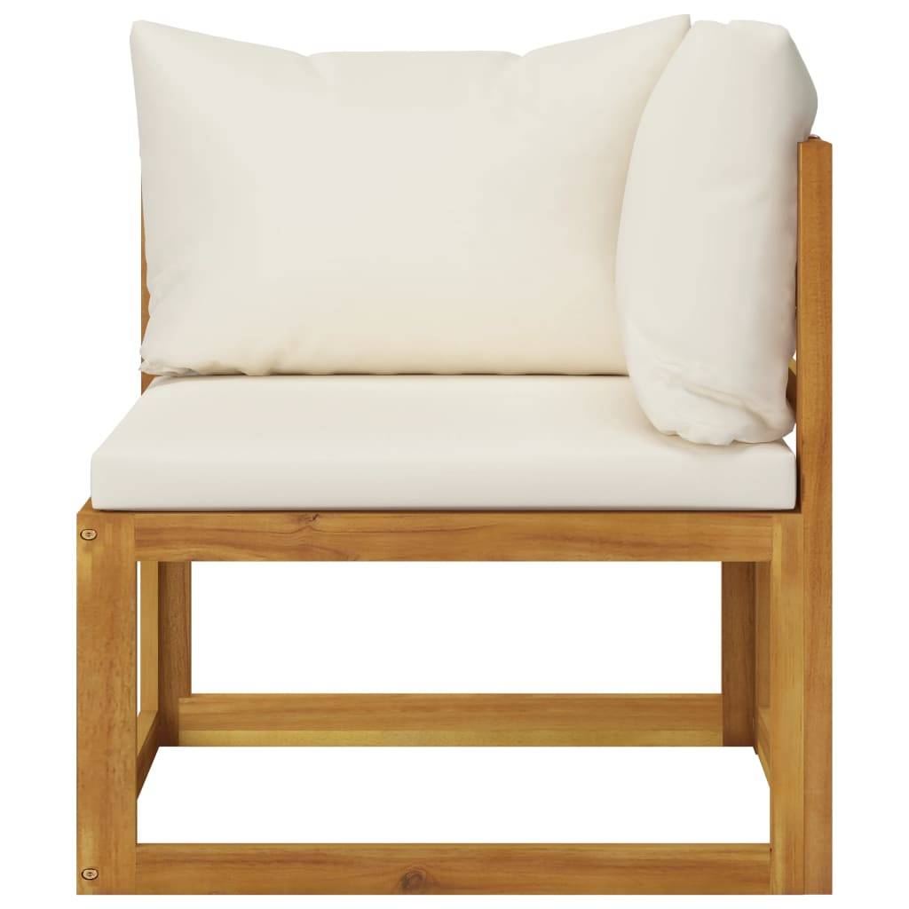 Helloshop26 - Salon de jardin meuble d'extérieur ensemble de mobilier 8 pièces avec coussin crème bois d'acacia solide - Image 4