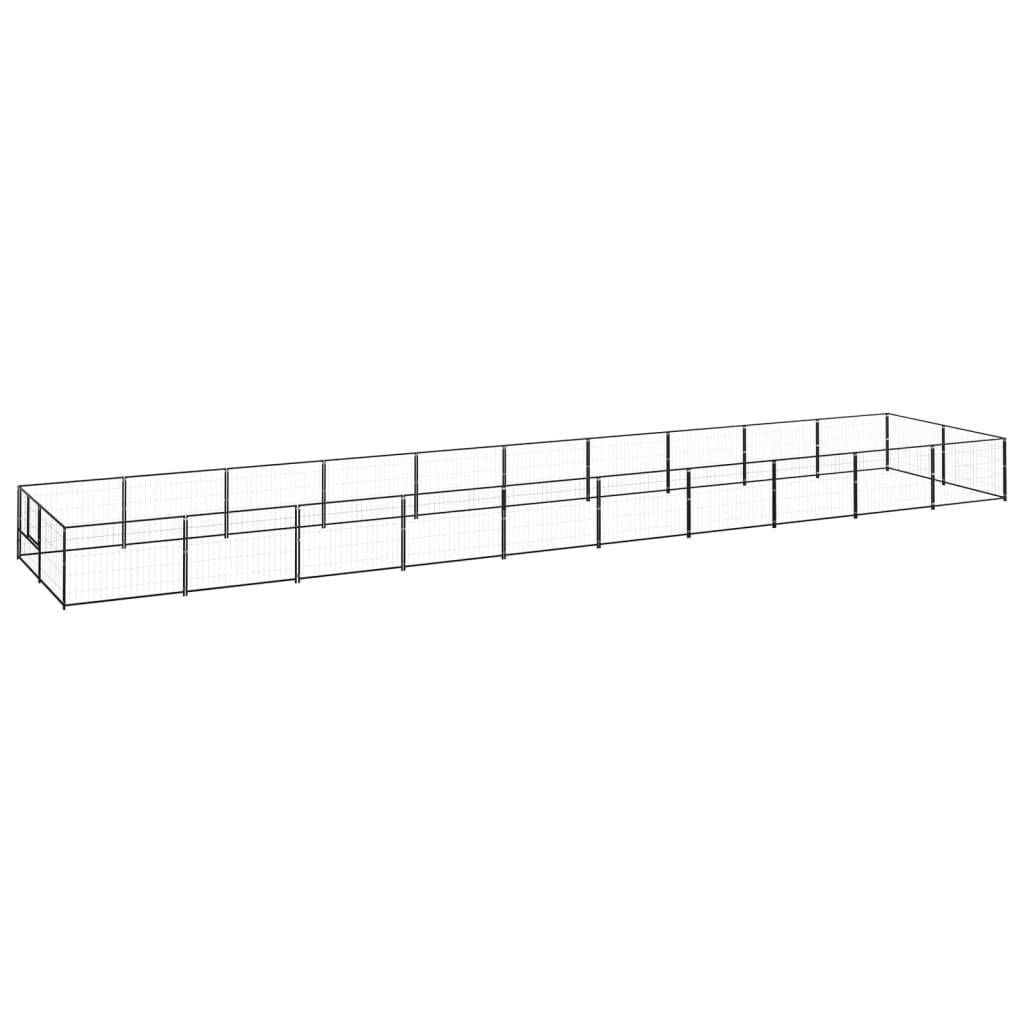Helloshop26 - Chenil extérieur cage enclos parc animaux chien noir 20 m² acier - Image 1