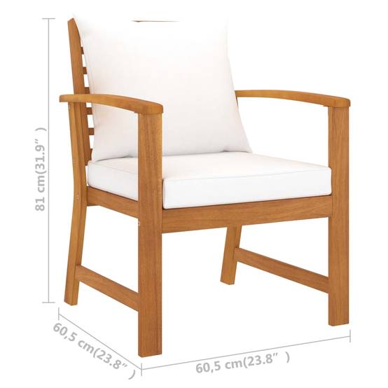 Fauteuils Bas de Jardin en Bois d'Acacia Massif avec Coussins Confortables Crème Lot de 2 – ComfortXL Outdoor Living - Image 6