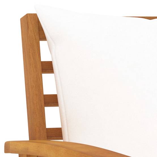 Fauteuils Bas de Jardin en Bois d'Acacia Massif avec Coussins Confortables Crème Lot de 2 – ComfortXL Outdoor Living - Image 5