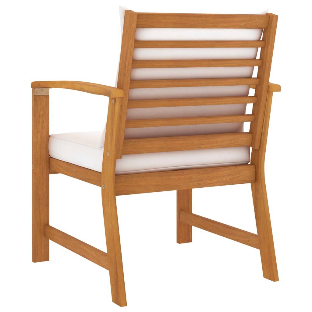 Fauteuils Bas de Jardin en Bois d'Acacia Massif avec Coussins Confortables Crème Lot de 2 – ComfortXL Outdoor Living - Image 4