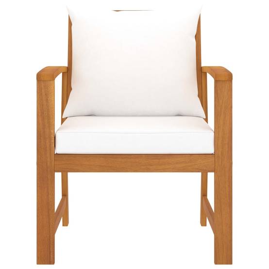 Fauteuils Bas de Jardin en Bois d'Acacia Massif avec Coussins Confortables Crème Lot de 2 – ComfortXL Outdoor Living - Image 2