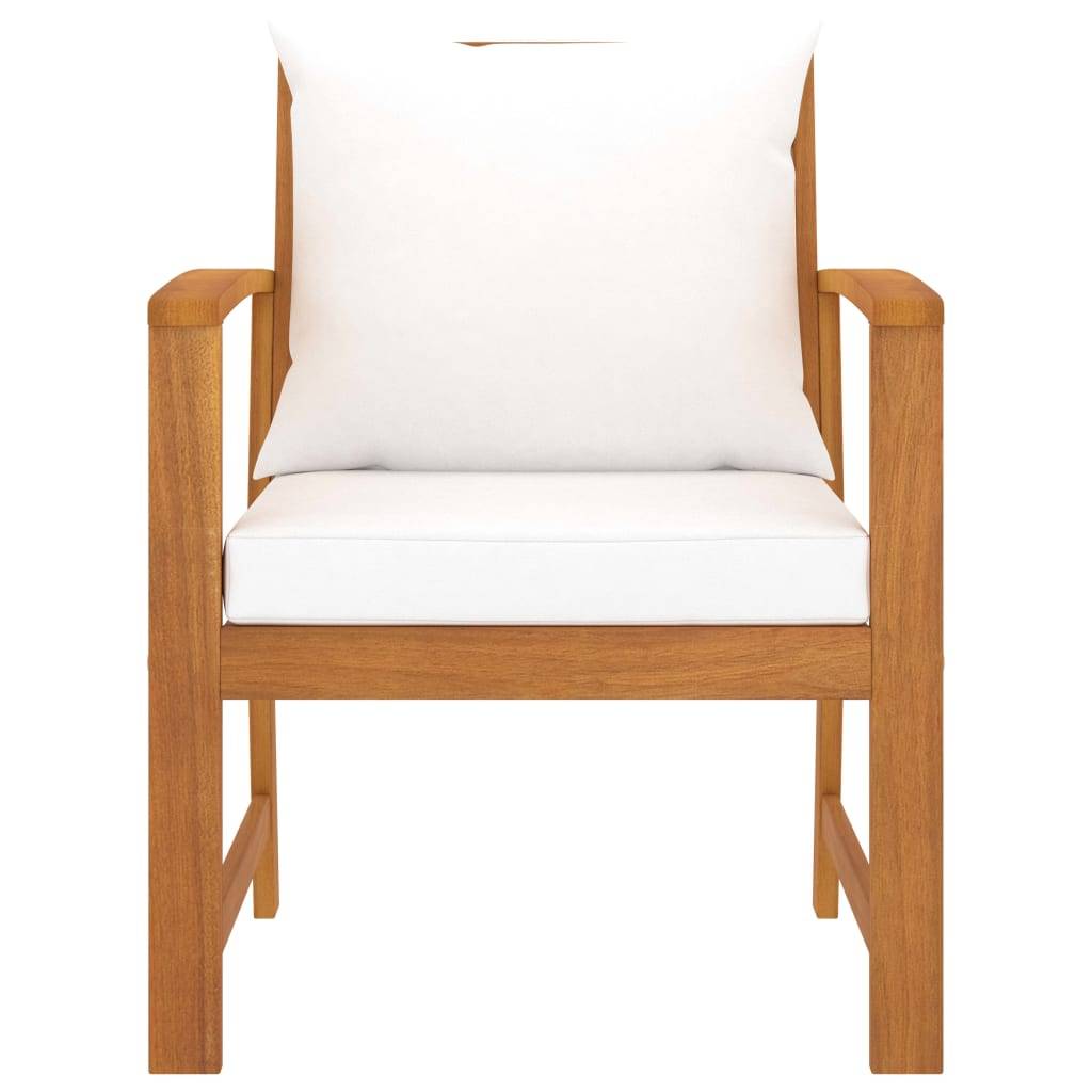 Fauteuils Bas de Jardin en Bois d'Acacia Massif avec Coussins Confortables Crème Lot de 2 – ComfortXL Outdoor Living - Image 2