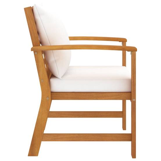 Fauteuils Bas de Jardin en Bois d'Acacia Massif avec Coussins Confortables Crème Lot de 2 – ComfortXL Outdoor Living - Image 3