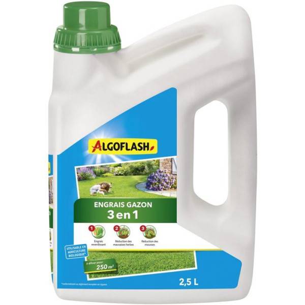 Algoflash - Engrais gazon - ALGOFLASH - Gazon liquide 3 en 1 - Concentré - 2,5 L