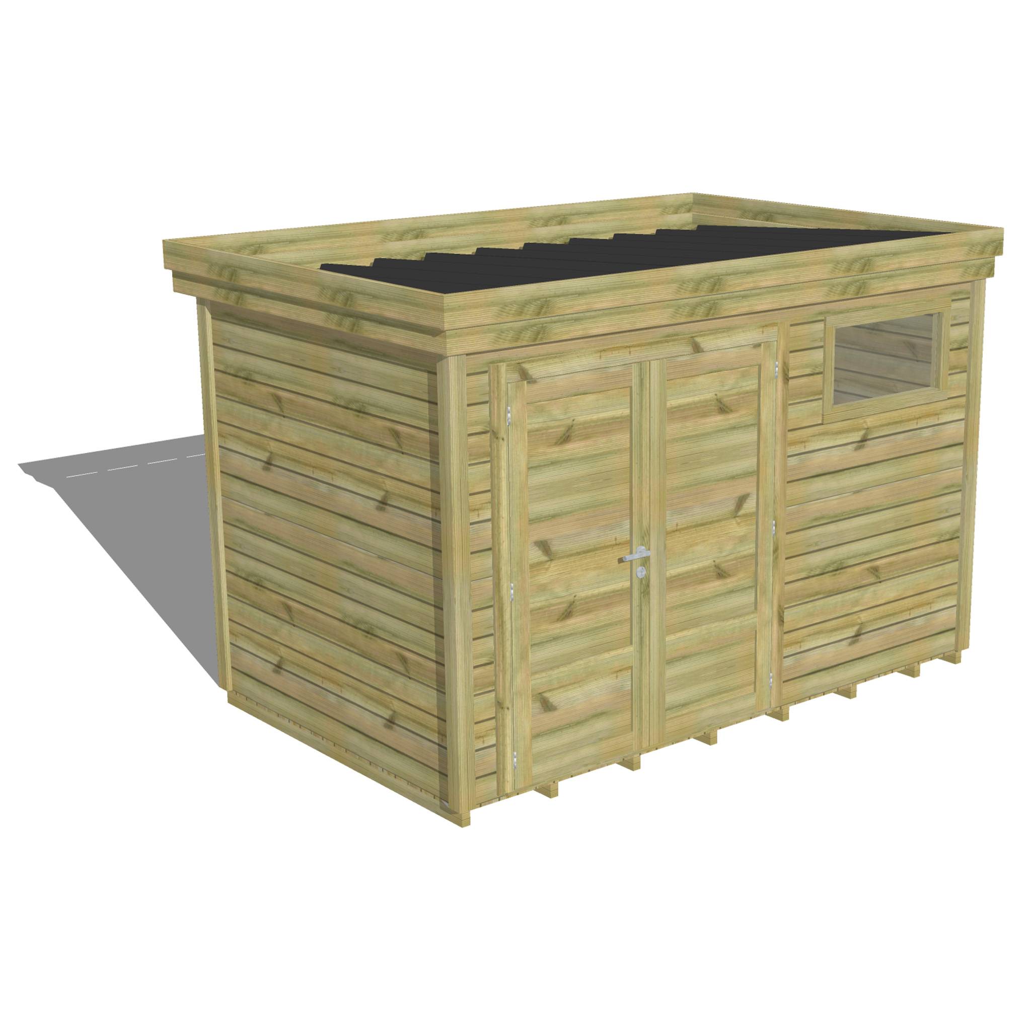 ABRI DE JARDIN bois autoclave 27mm - 3,44x2,14m / 7m2 - Bac acier - Plancher bois - Image 1
