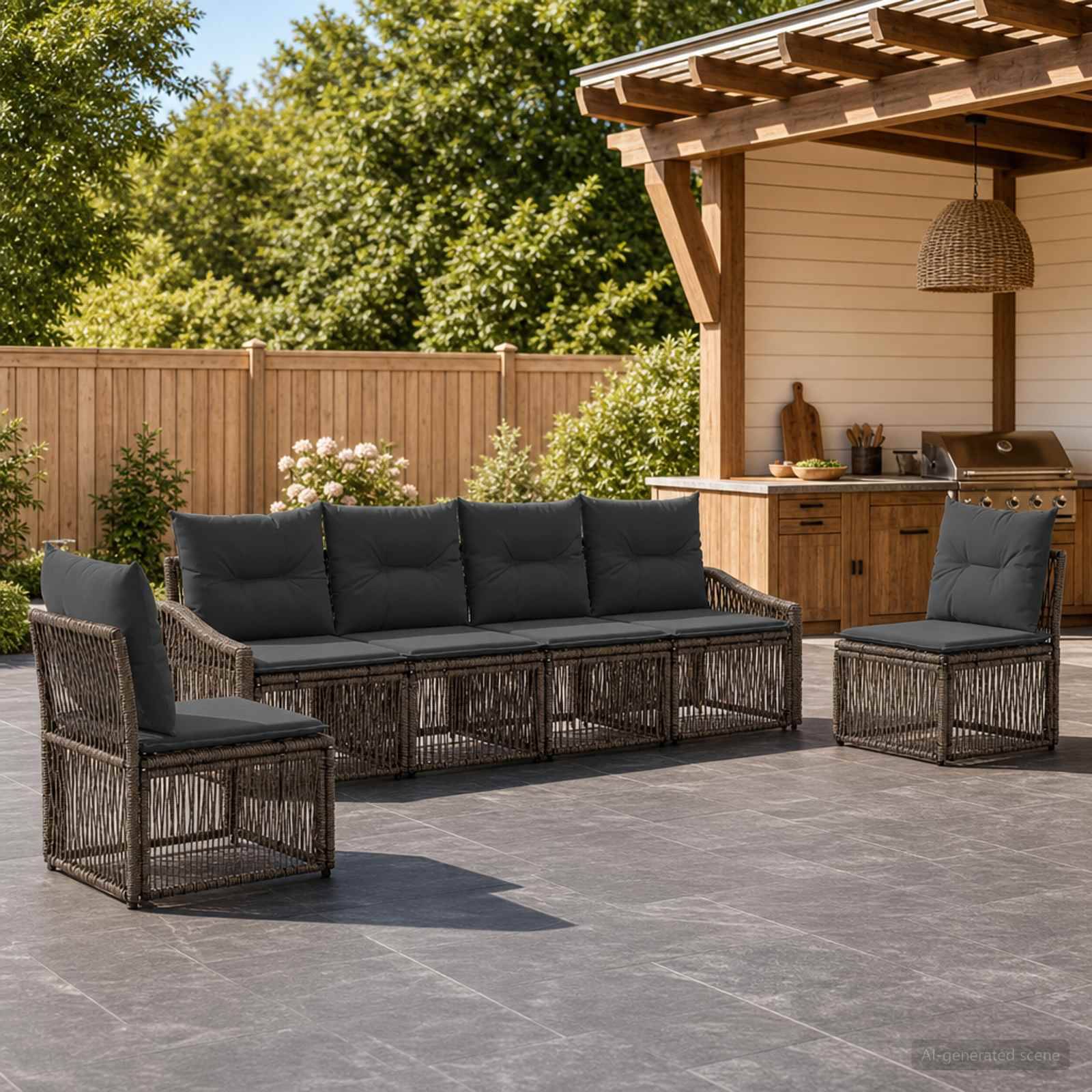 Vidaxl - Ensemble de canapé de jardin 6 pcs-Salons de jardin 6 place Gris polyrotin 232869 - Image 1