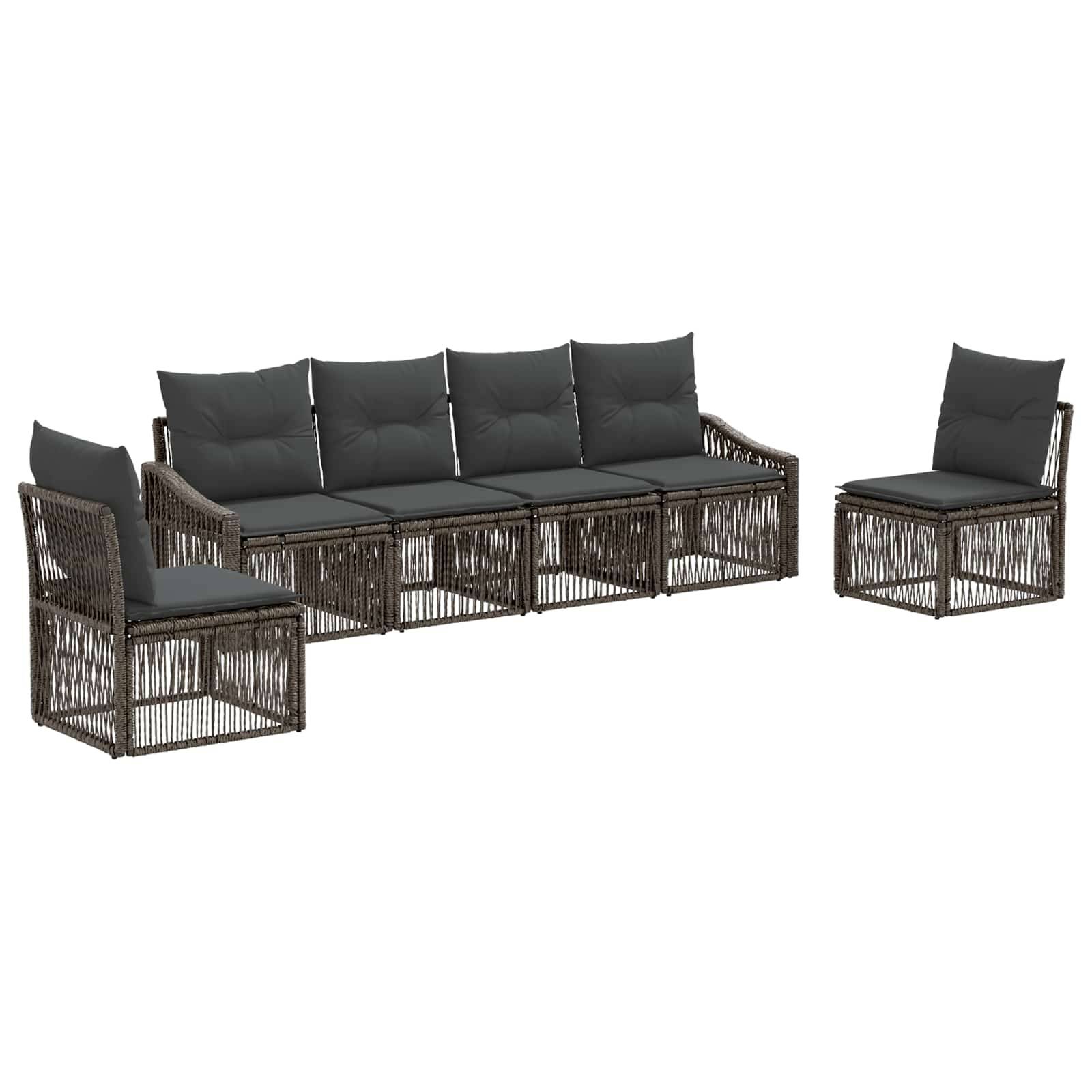 Vidaxl - Ensemble de canapé de jardin 6 pcs-Salons de jardin 6 place Gris polyrotin 232869 - Image 2
