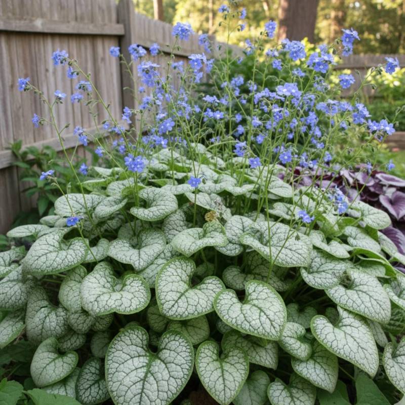 Myosotis du Caucase Silver Heart® à fleurs Bleue/ - feuillage Caduc - Lot de 9 godets - Image 1