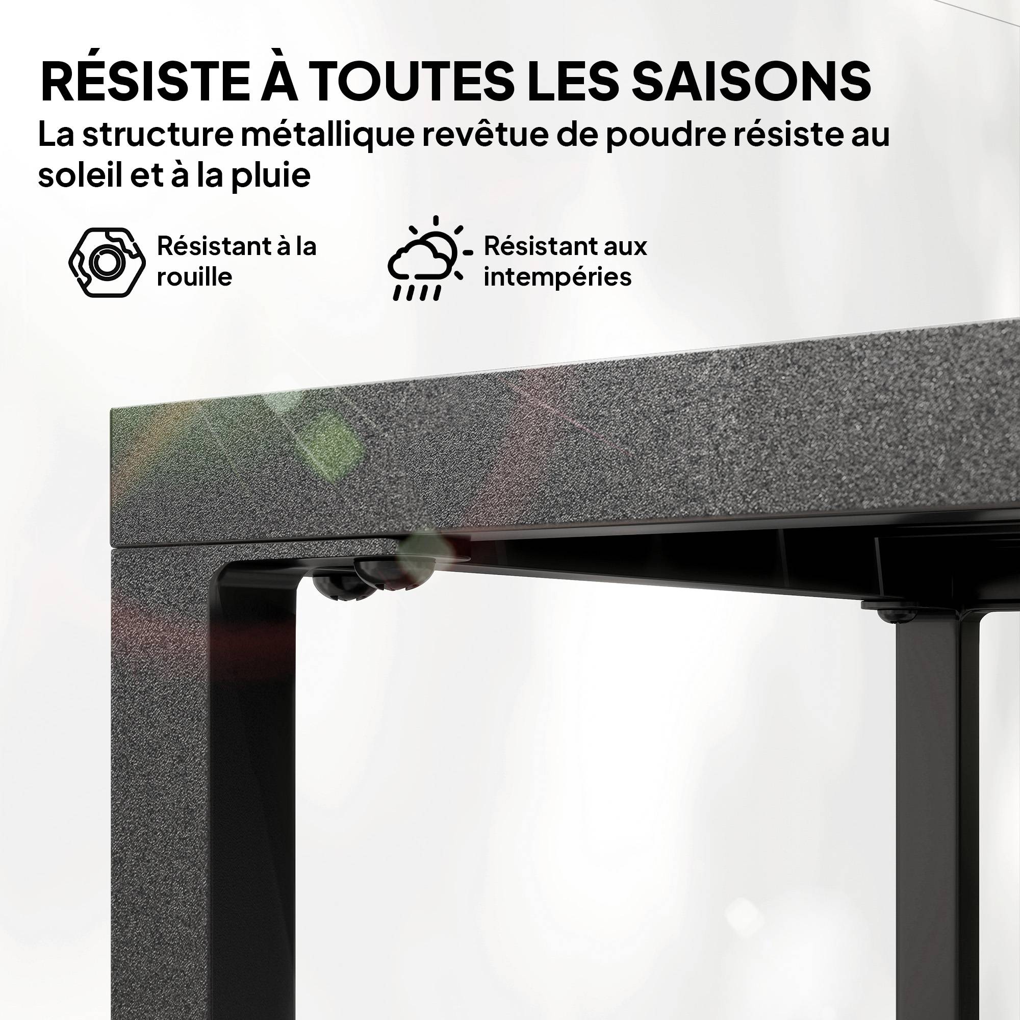Table basse extérieure à 2 niveaux en métal, table de jardin carrée avec étagère de rangement, 45 x 45 x 54 cm, noir - Image 7