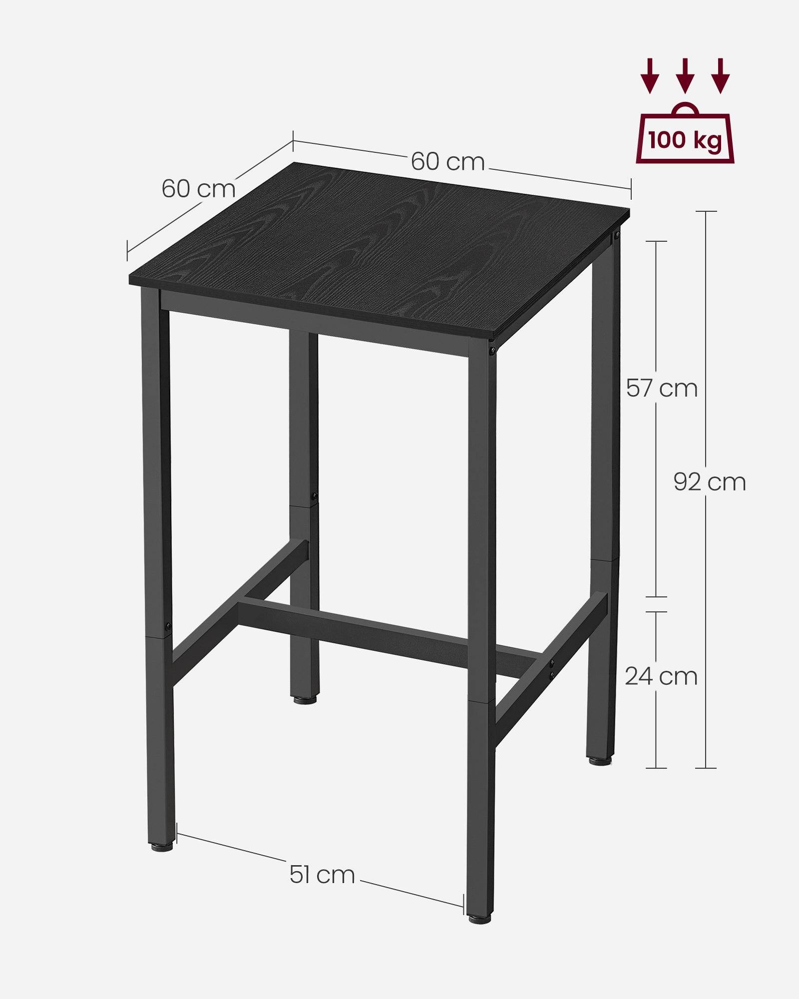 Helloshop26 - Table haute table de bar carrée cadre en acier 60 x 60 x 92 cm montage facile pour cuisine salon style industriel noir - Image 4