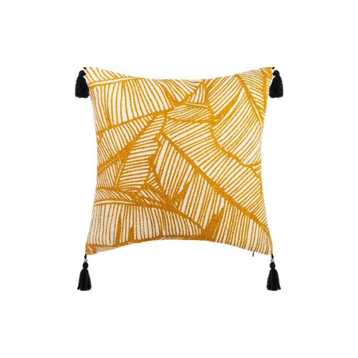 Housse de Coussin Imprimée "Tropique" 40x40cm Or - Image 1