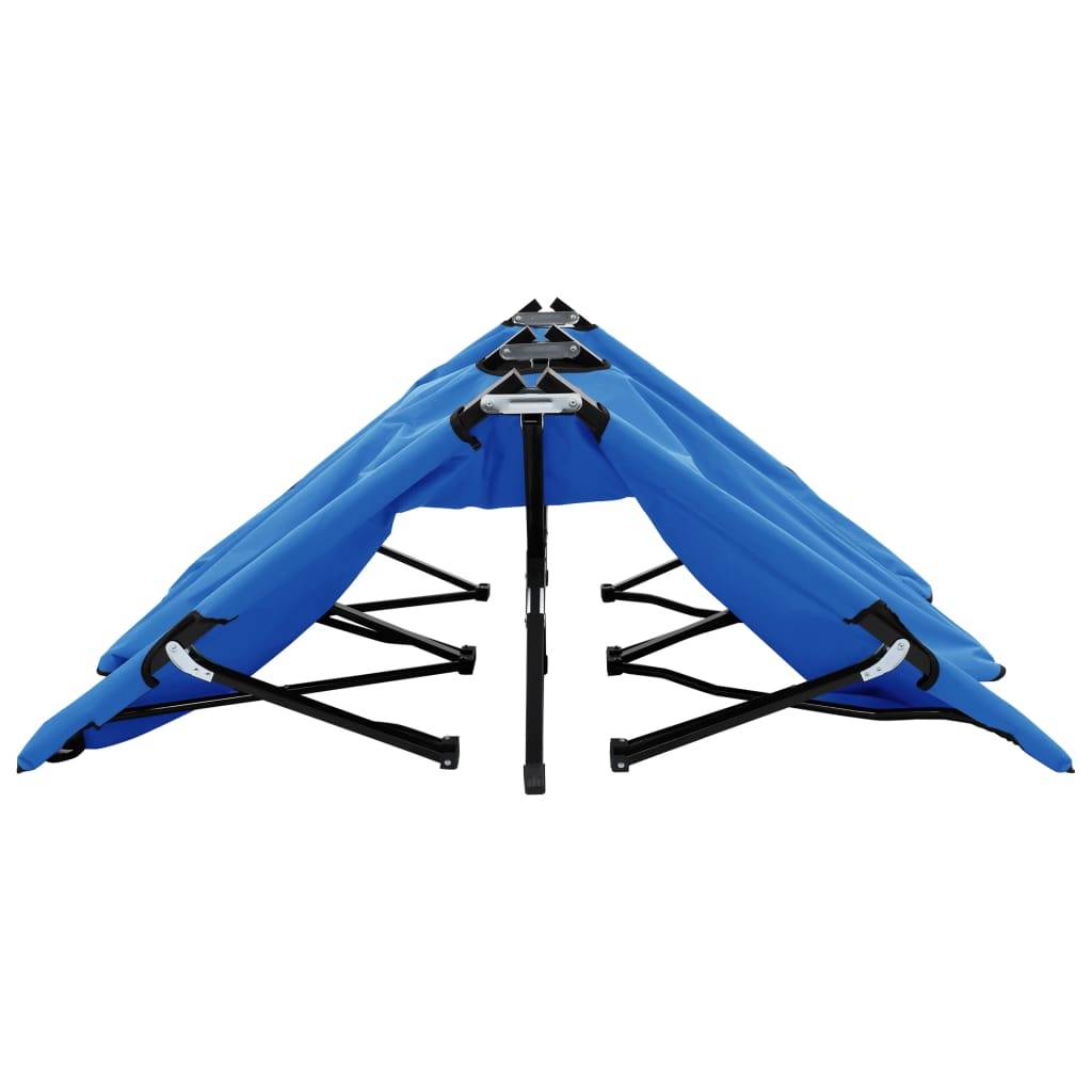Helloshop26 - Transat chaise longue bain de soleil lit de jardin terrasse meuble d'extérieur pliable 2 places bleu acier - Image 3