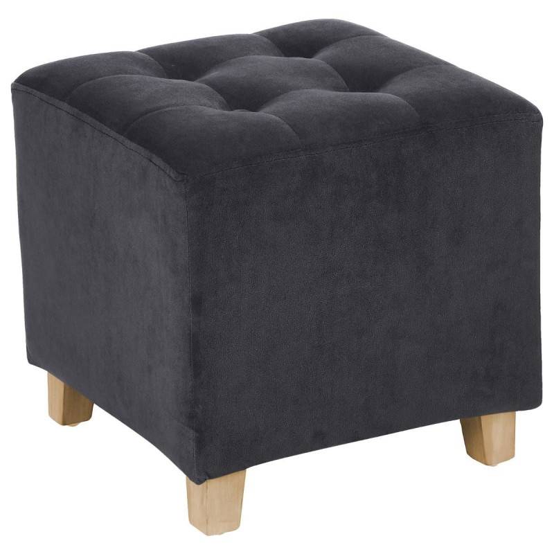 Pouf en velours Léandre coloris gris trend Atmosphera - Image 1