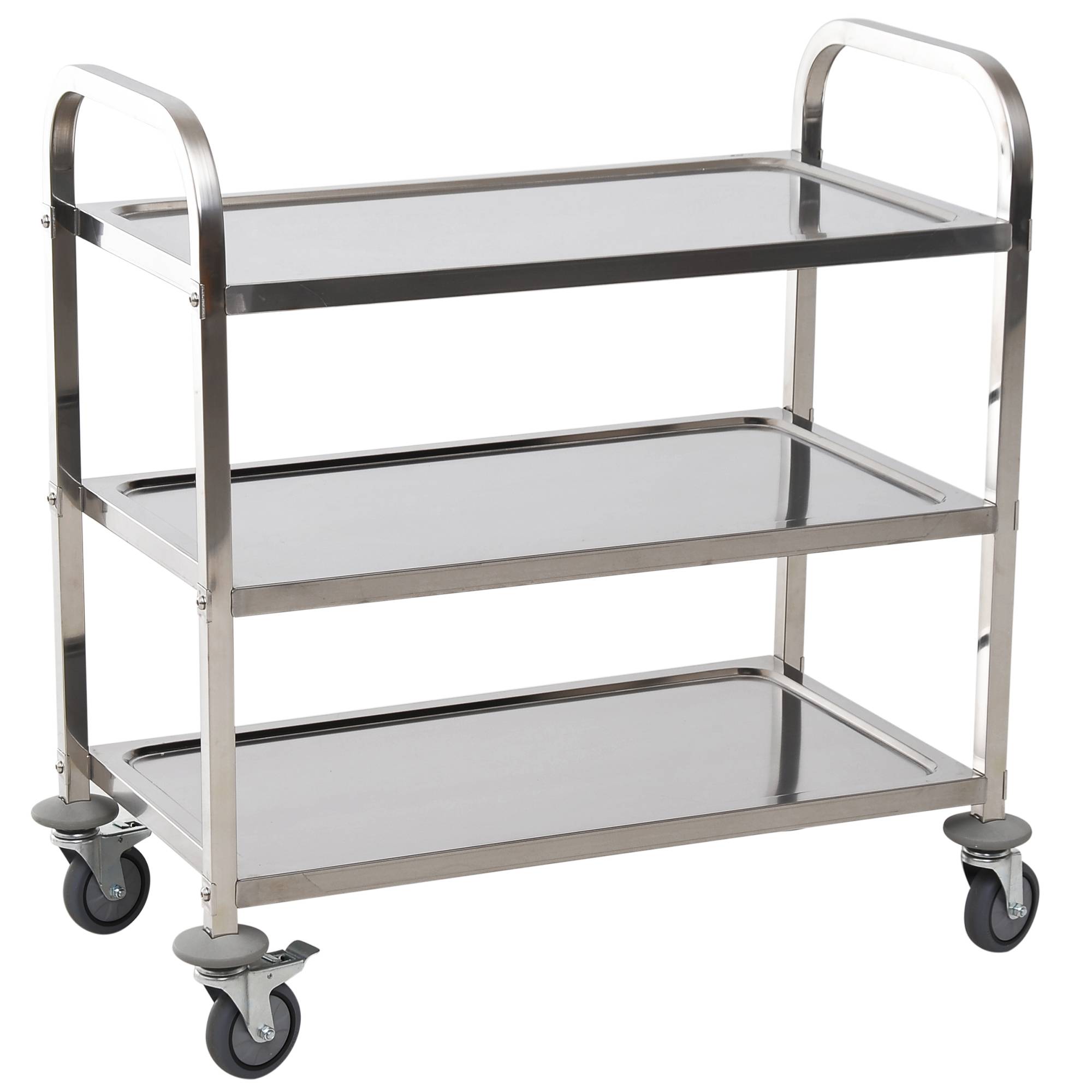 Sans Marque - Desserte cuisine roulettes 3 étagères chariot rangement acier inox chariot cuisine salle à manger 90,5x50,5x88,2 cm argenté - Image 2