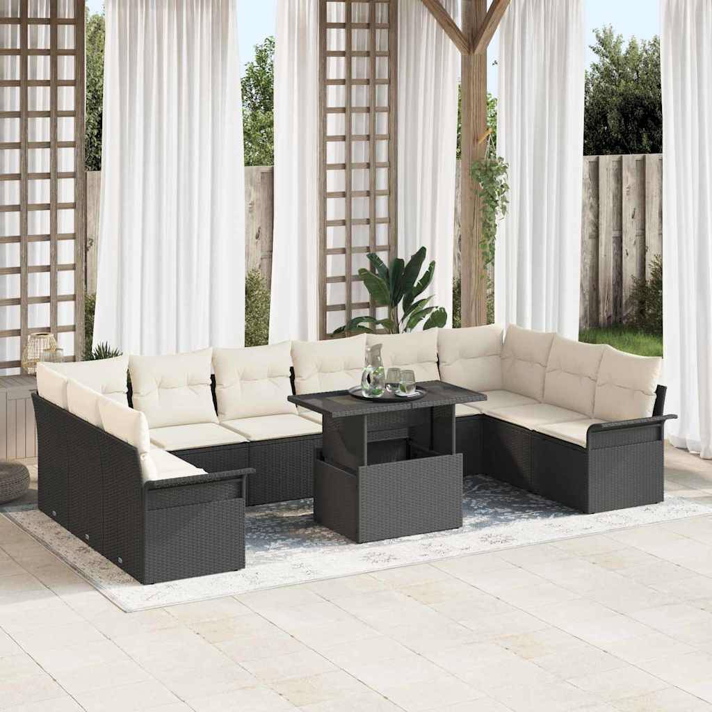 ComfortXL - Salon de jardin poly rotin 10 places modulable avec table réglable Noir – ComfortXL Outdoor Living