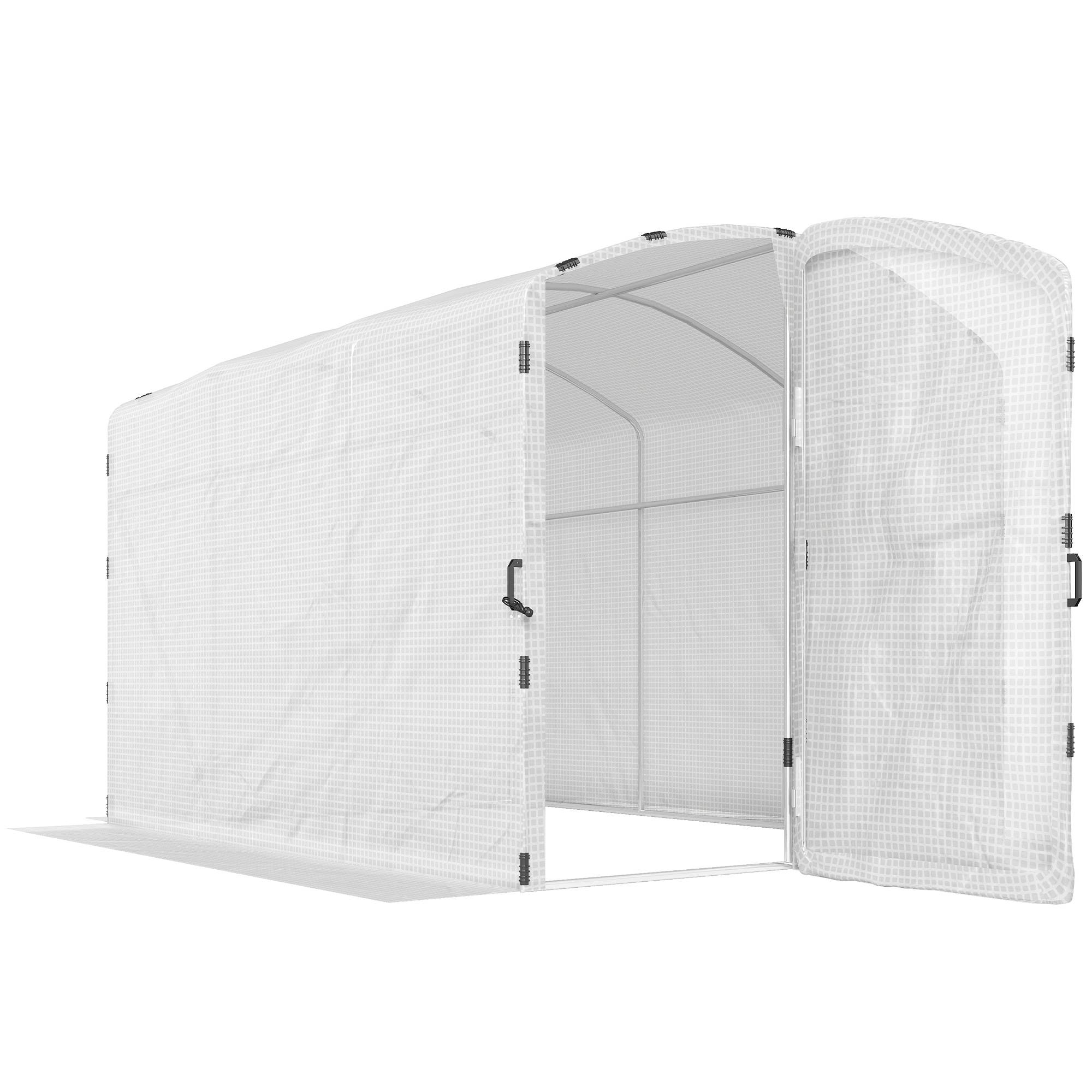 ComfortXL - Serre tunnel de jardin PE acier galvanisé 3 x 2 x 1,95 m blanche pour potager avec porte - ComfortXL Outdoor Living - Image 2