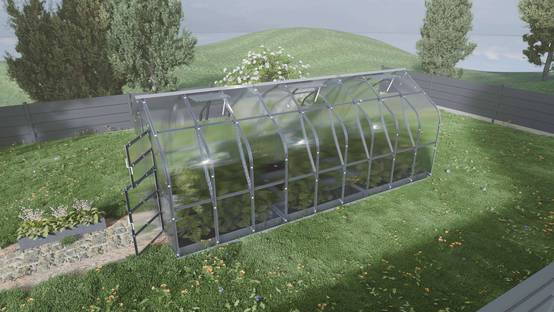 Serre polycarbonate 15m² avec 3 toits ouvrants automatiques et structure en acier galvanisé – Klasika greenhouses - Image 1