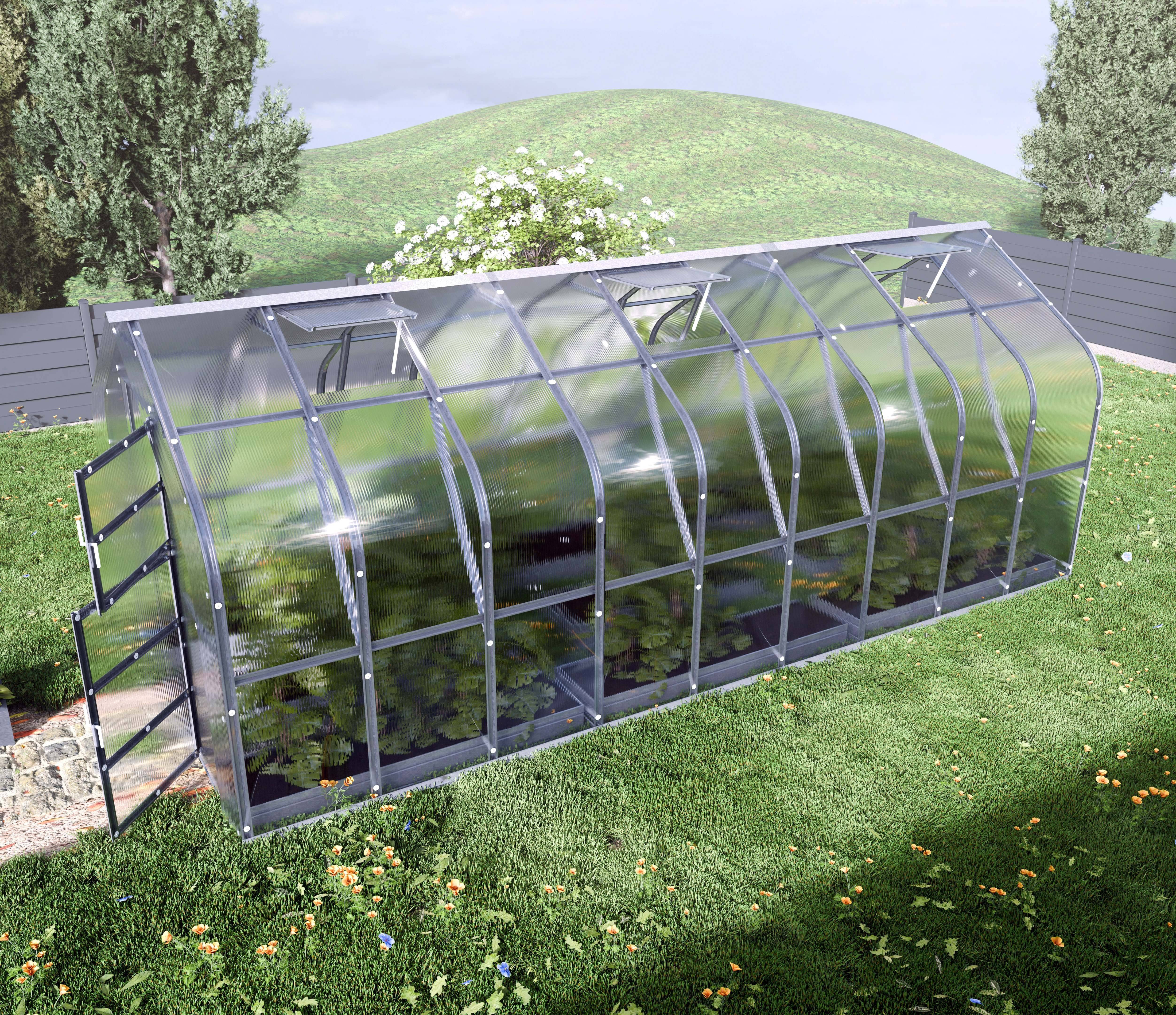 KLASIKA GREENHOUSES - Serre polycarbonate 15m² avec 3 toits ouvrants automatiques et structure en acier galvanisé – Klasika greenhouses - Image 2