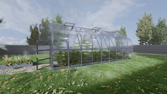 Serre polycarbonate 15m² avec 3 toits ouvrants automatiques et structure en acier galvanisé – Klasika greenhouses - Image 2