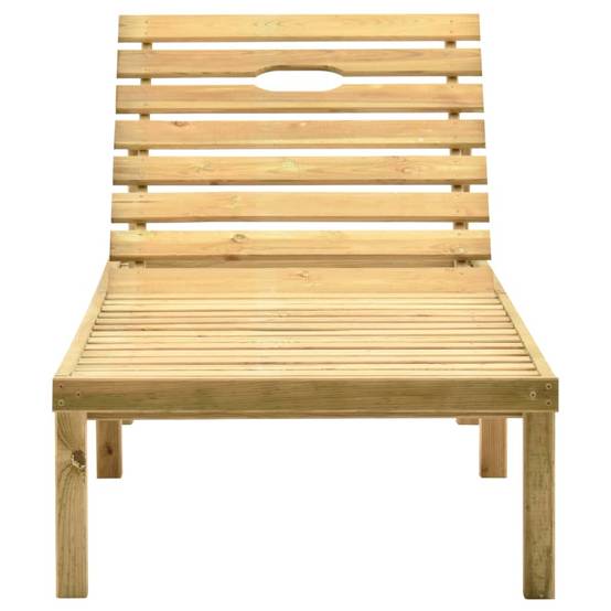 Chaise longue | Transat | Bain de soleil de jardin avec table et coussin Pin imprégné - Image 4