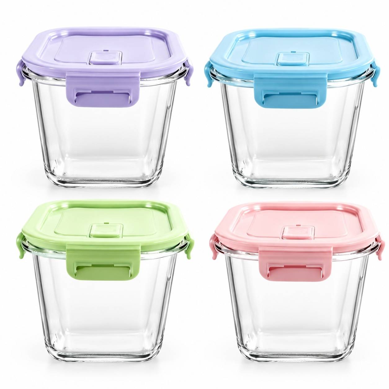 Lot de 4 Boîtes de Conservation en Verre Borosilicate 800 ml avec Couvercle Hermétique - Image 1