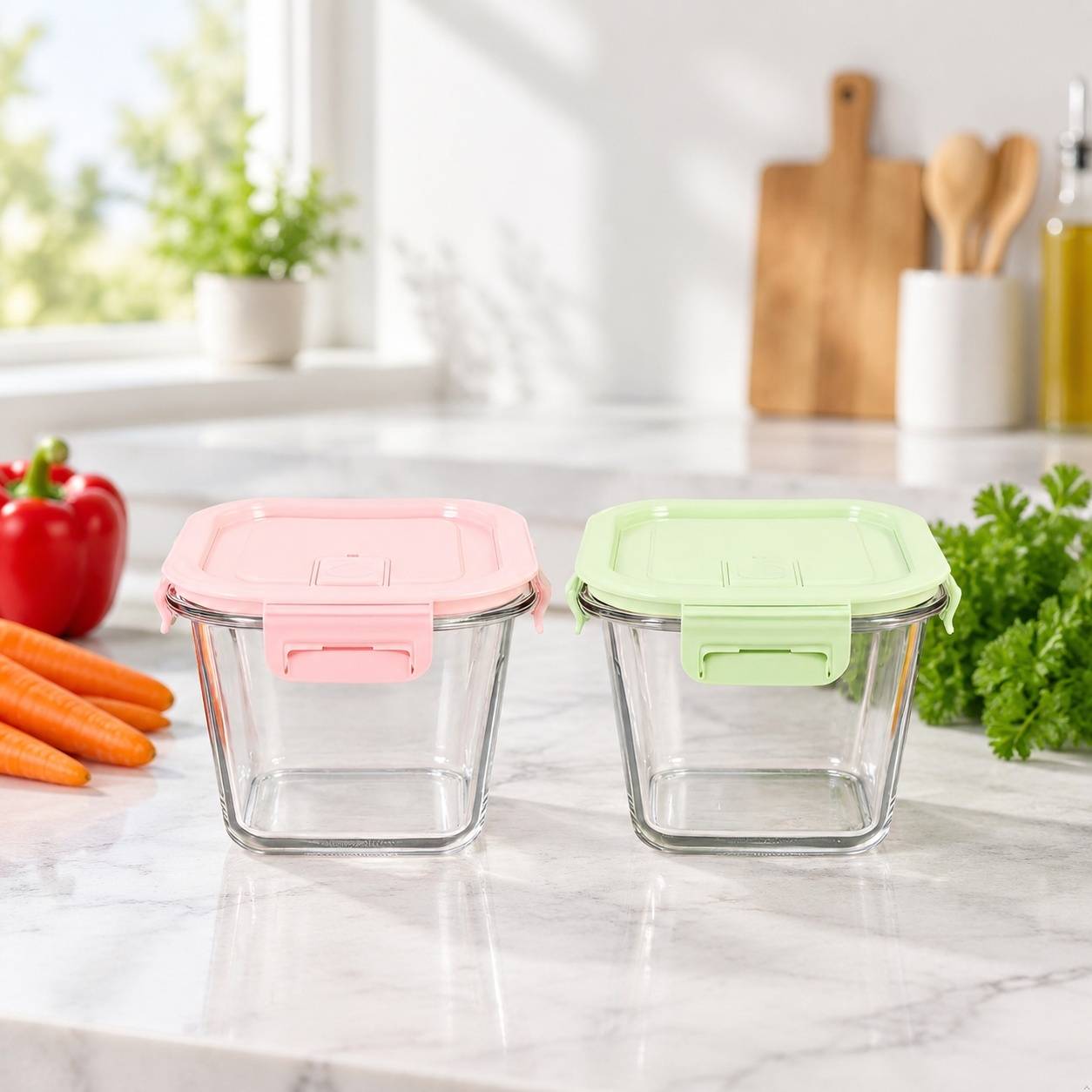 Lot de 4 Boîtes de Conservation en Verre Borosilicate 800 ml avec Couvercle Hermétique - Image 2