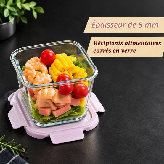 Lot de 4 Boîtes de Conservation en Verre Borosilicate 800 ml avec Couvercle Hermétique - Image 6