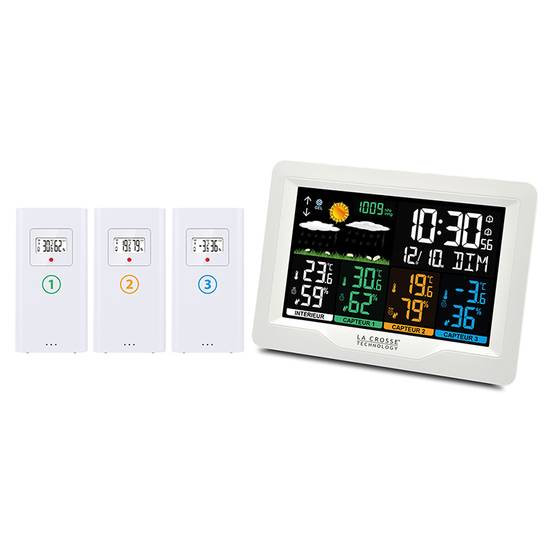 La Crosse Technology - Station Météo Radio-Pilotée avec 3 capteurs thermo/hygro