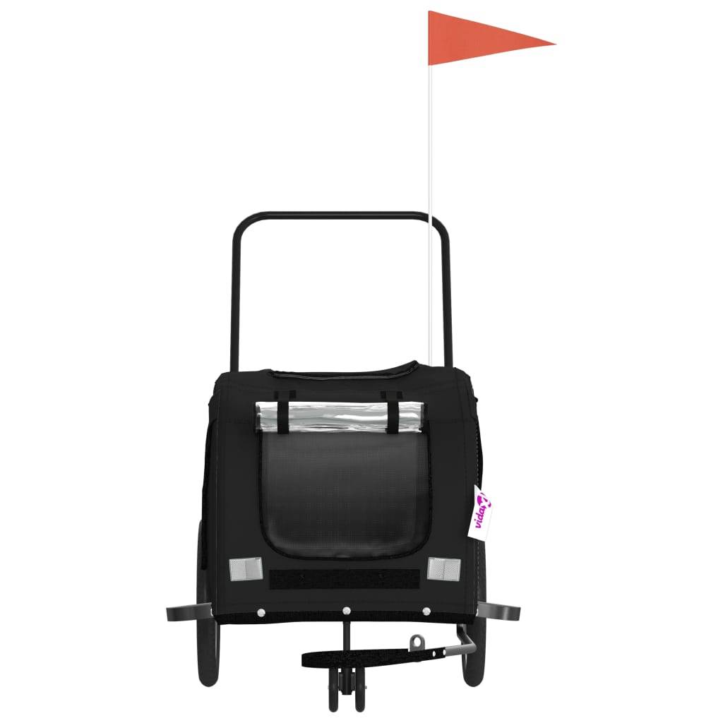 Remorque de vélo pour animaux fer et tissu Oxford noir 134 x 68 x 72 cm - PANGIVO - Image 4