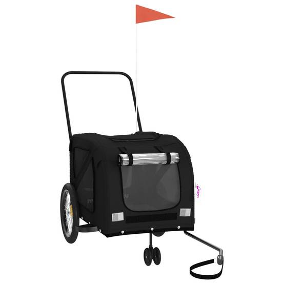 Remorque de vélo pour animaux fer et tissu Oxford noir 134 x 68 x 72 cm - PANGIVO - Image 2